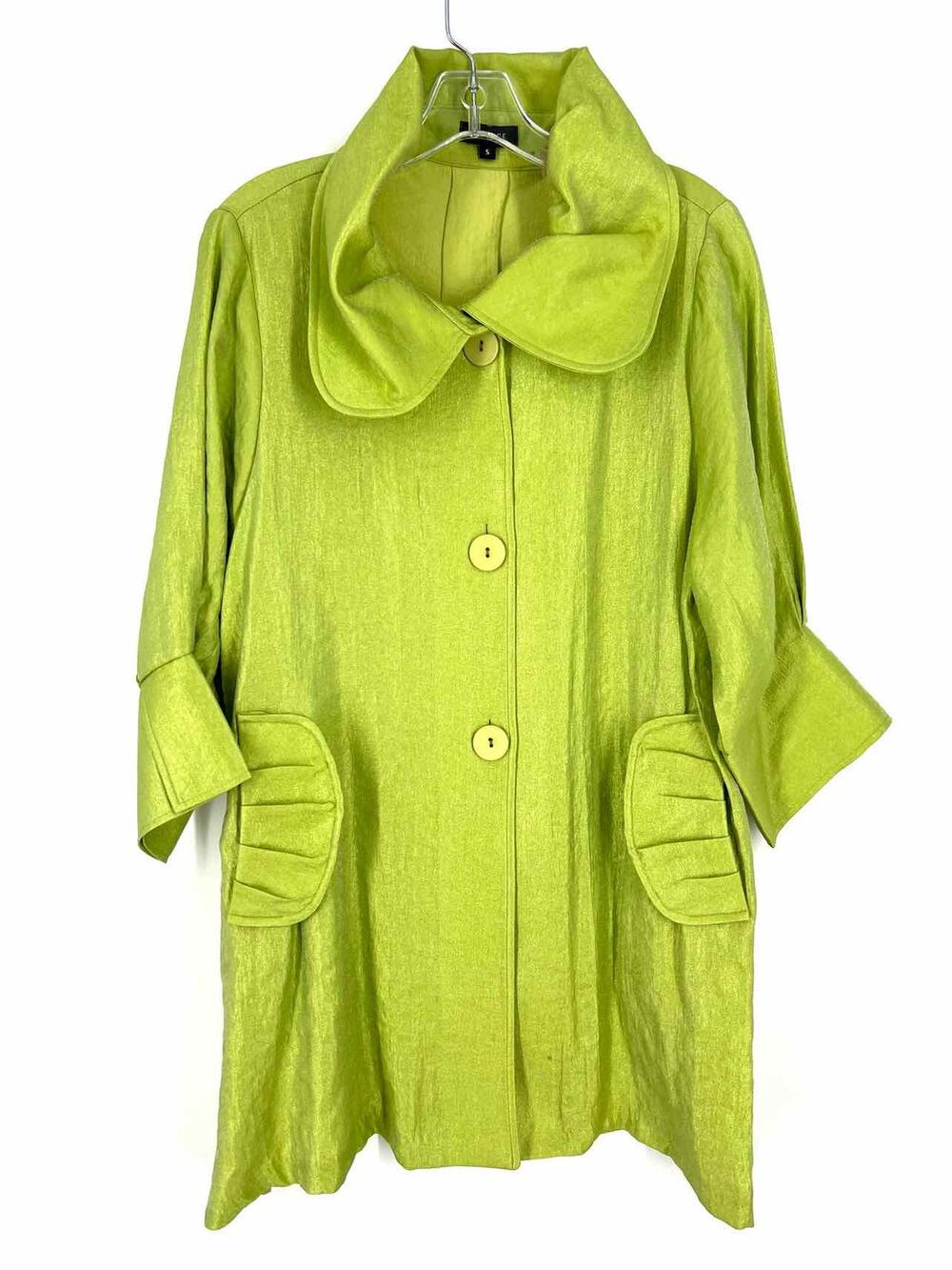 Damee Size S Lime Green/Silver Color Shift Collar Designer Jacket